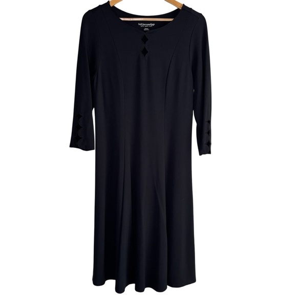 Soft Surroundings Dresses & Skirts - Soft Surroundings Black Dress Medium Eyelet Diamond Long Sleeve Modest Event